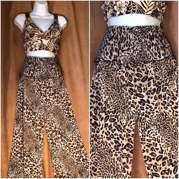 Leopard Print Palazzo Pants - Picture 1 of 8